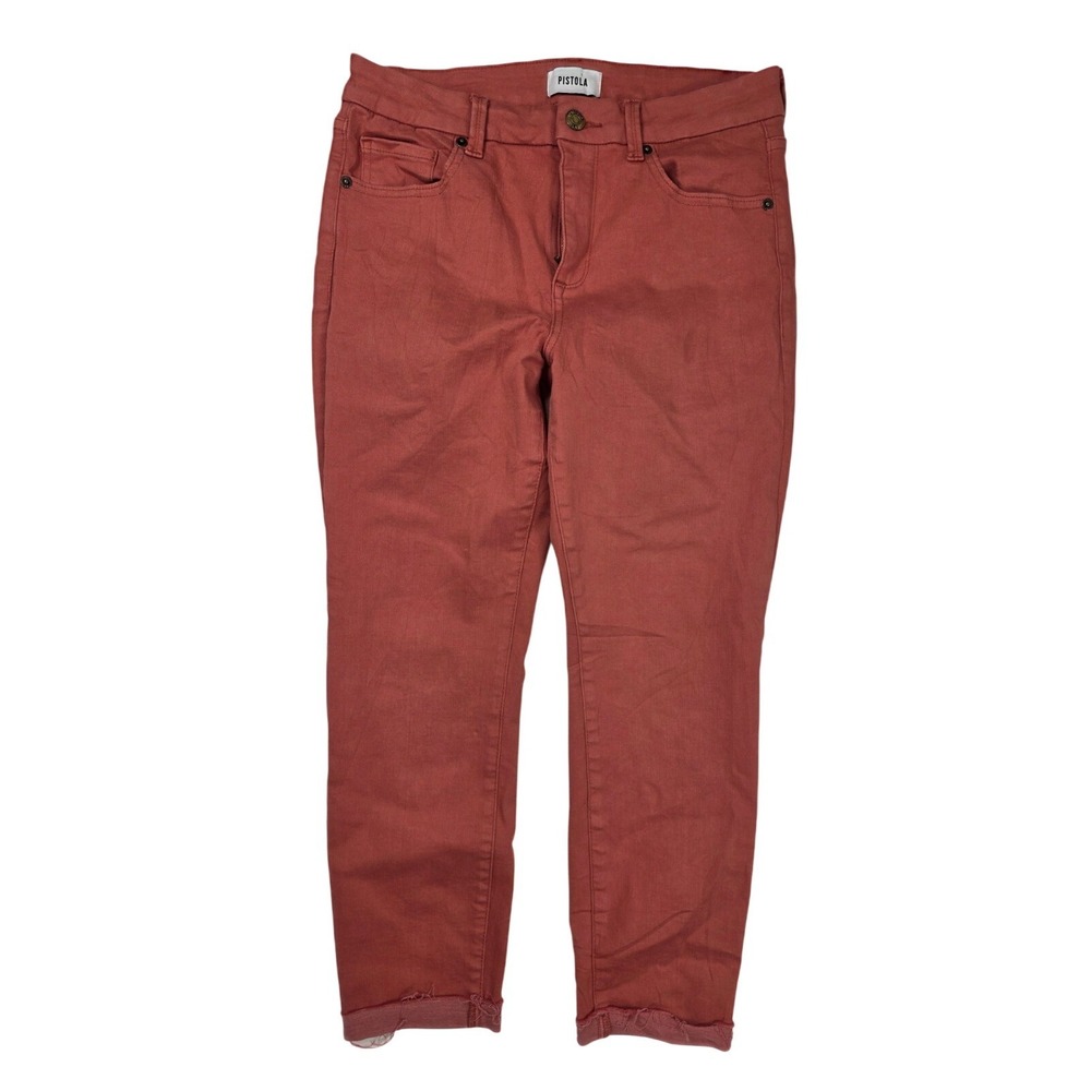 Pistola Slim Fit Red Rust Cuffed Hem Pull Up Ankle Jeans Women's Size‎ 29x24